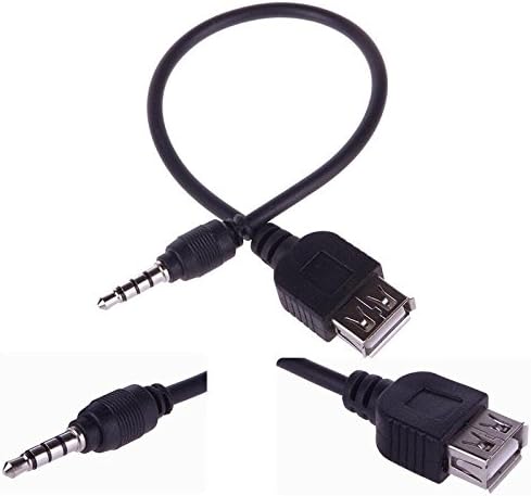Fekete 3,5 mm-es Férfi AUX Audio Jack Dugó-USB Női Átalakító kábel Kábel Autó MP3