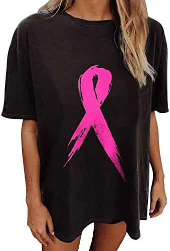 A mellrák Tudatosság Pólók Női Vintage Pink Tök Szalag Graphic Tee Rövid Ujjú Sleeve Puha Hálóing