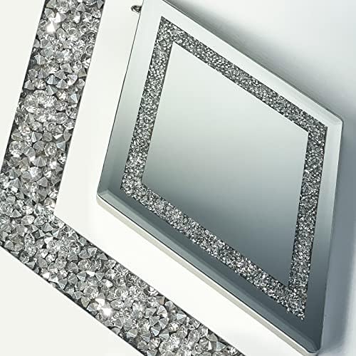 Zamsion Gyémánt Dekoratív Fali Tükör, 3, Falra Szerelhető, Lógó Lánc keret nélküli Zúzott Gyémánt Tükör