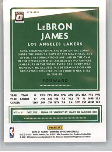 LeBron James 2020-21 Optikai Fanatikusok Ezüst Hullám Prizm 13 NM+-MT+ NBA Kosárlabda Lakers
