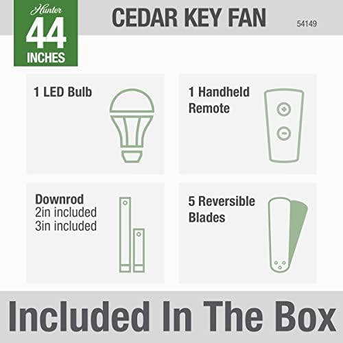 Vadász Rajongó Társaság, 54149, 44 hüvelykes Cedar Key Matt Fekete Beltéri / Kültéri Mennyezeti Ventilátor