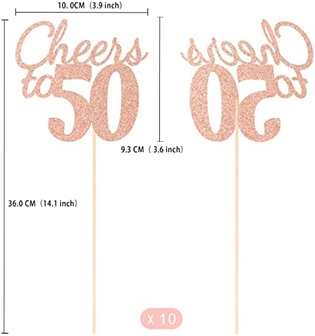 Gexolenu Egészségedre, hogy 50, 10 Pack Kétoldalas Arany Glitter 50 Születésnapi Asztaldísz Táblázatok,
