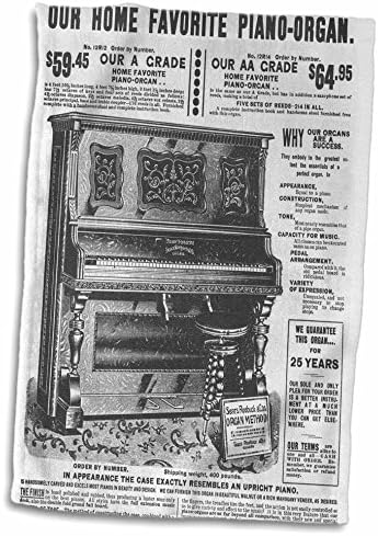 3dRose Florence Klasszikus - Antik Zongora - Törölköző (twl-33349-1)
