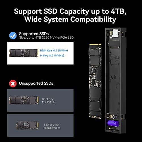 DOCKCASE Okos M. 2 NVMe SSD Burkolat,Támogatás 3s PLP Megakadályozza, hogy Írjon az adatvesztés,USB 3.2