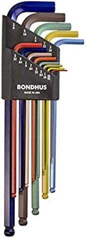 Bondhus 69637 Labdát, Vége L-kulcs Készlet w/ColorGuard Befejezni w/Extra Hosszú Kar -, 13 PC