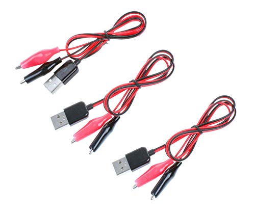 Lheng 3Pcs Aligátor Csipesz USB Férfi Teszt Vezeték Adapter Piros Fekete Drót Aligátor Clip Teszt Kábel