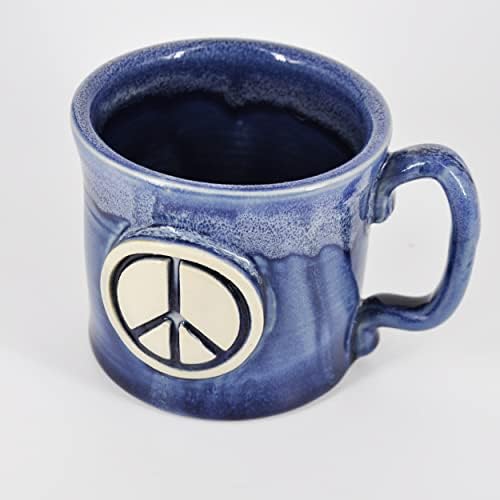 SnowSwept Stúdió Kézzel készített Kávés Bögre - Béke Jele 14oz Kék