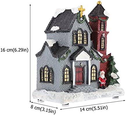Beaupretty Karácsonyi Falusi Ház Gyanta LED Ház Téli Hó Épület Mikulás Dekoráció Asztali Dísz