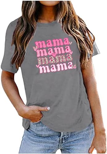 Mama Pólók Női Mama Levél, Nyomtatott Póló, Nyári, Alkalmi, Rövid Ujjú Sleeve Tee Maximum Laza Fit Blúzok