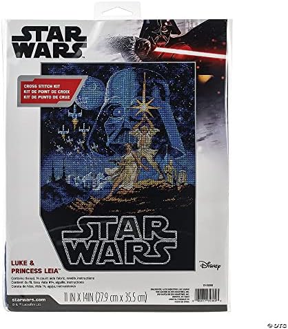 Méretek Star Wars Jelezni keresztszemes Készlet - 11 x 14 | Multicolor | Lk & Leia Hercegnő | Csomag 1