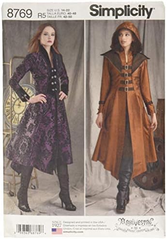 Az egyszerűség 8769 a Nők Középkori Cosplay pedig Vásár Jelmez Kabátot Varrni Minta, Méret 14-22