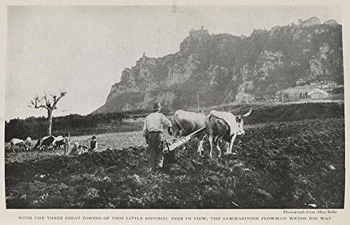 HistoricalFindings Fotó: Ember,Ökör Húzott eke,Monte Titano,San Marino,Paraszt,1918,Alice Rohe,Hegyek