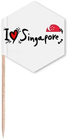 Imádom, Szingapúr Szó Zászló Szerelmes Szív Illusztráció Fogpiszkáló Zászlók Cupcake Csákány Fél Ünnepség