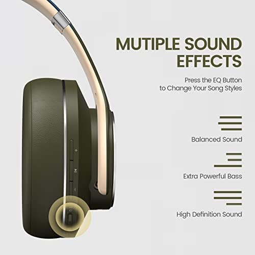 DOQAUS Bluetooth Fejhallgató Át Fül, 52 Óra Játékidő Vezeték nélküli Fejhallgató 3 EQ Mód, Zaj Leválasztó