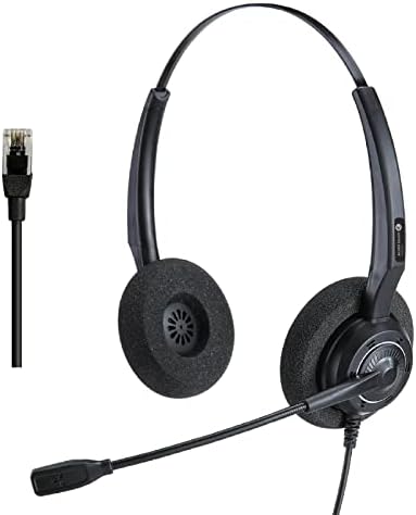 OPUXT Dual-Fül RJ9 csatlakozó Vezetékes Fülhallgató Mikrofon zajcsökkentési Fejhallgató Kompatibilis Alcatel