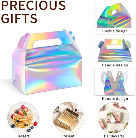 SZYCHEN 10 db/holografikus ajándék doboz, torta, édesség, keksz csomagolás hordozható doboz esküvői, születésnapi