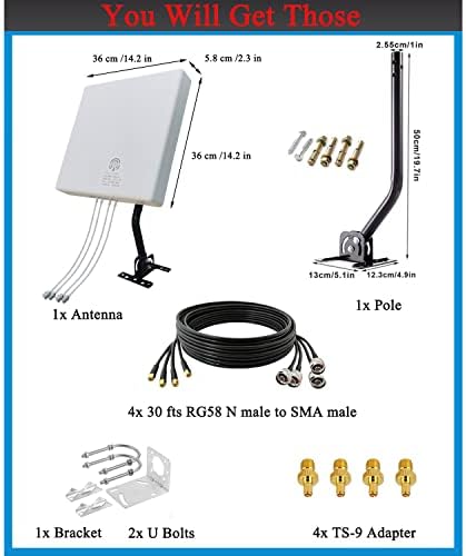 WiFi 5G 4G LTE MIMO 4x4-es Panel Külső Antenna Készlet 4G LTE/5G Hotspotok & Router Támogatja a Minden