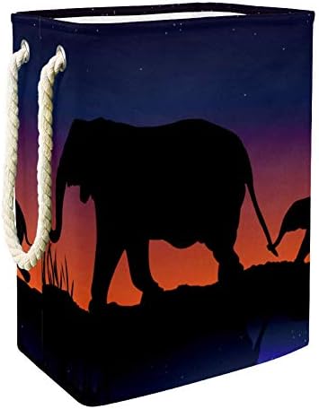 Inhomer Naplemente Sétáló Elefántot 300D Oxford PVC, Vízálló Szennyestartót Nagy Kosárban a Takaró Ruházat,