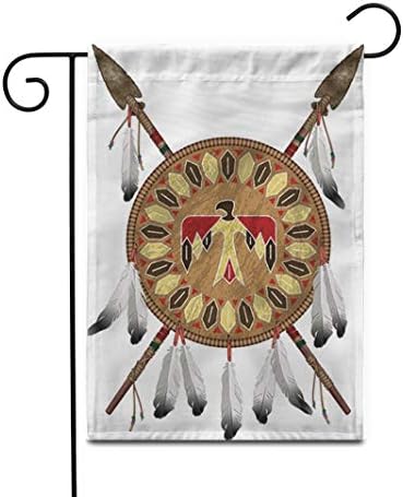 Awowee 12x18 Kert Zászló Törzsi Bennszülött Amerikai Indián Pajzs, valamint Spears Fegyver Minta Szabadtéri