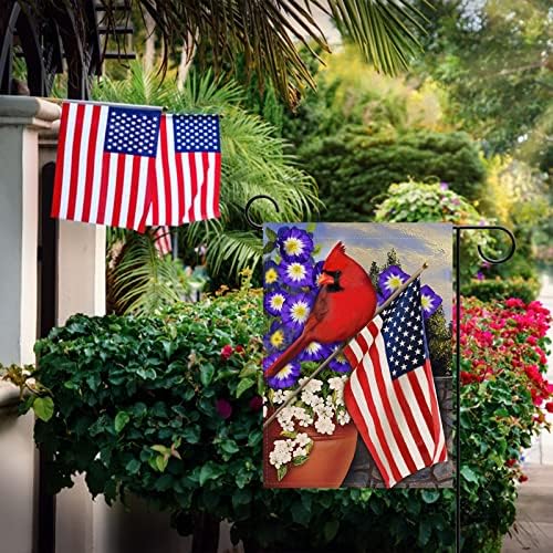 Covido Haza Dekoratív július 4-én Bíboros Hazafias Kert Zászló, Amerikai Memorial Day Udvaron Piros Madár