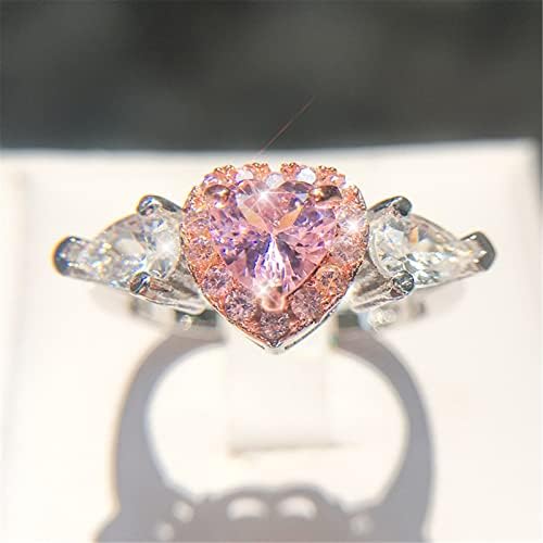 Esküvő & Eljegyzési Gyűrű Rózsaszín Barack Szív Karmok Meghatározott Cirkon Újdonság Gyűrű vízcsepp Gyémánt