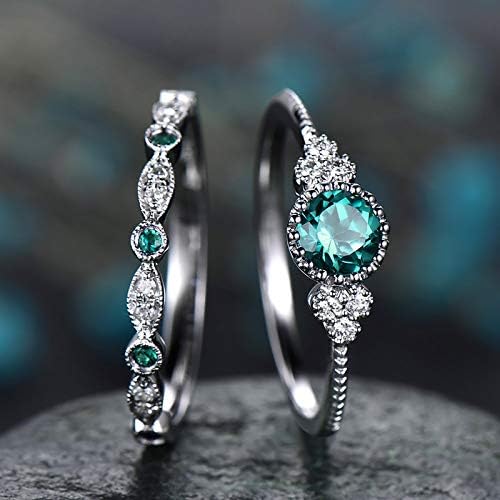 2023 Új Női Divat Gyémánt Gyűrű Pár Ékszert 1 Pár Gyűrű Szett Méret 8 Gyűrűk Gyanta (Zöld, Egy Méret)