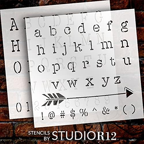 Ravasz Írógép Betűk Sablonok által StudioR12 | Teljes Ábécét Stencil a Naplózó | Újrafelhasználható Sablon