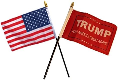 AES USA Amerikai & Elnök Trump Vörös Zászlók 4x6 Asztal Asztal Fekete Alap