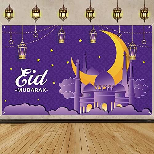 Ramadán Hátteret, Banner, Eid Mubarak Ajtót Borító Lila Arany Eid Al-adha Ajtón Tábla Dekoráció Muzulmán
