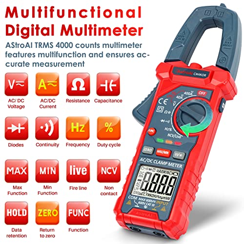 AstroAI Multiméter TRMS 4000 Számít Auto-ig Terjedő + 4000 Számít Auto-ig terjedő Digital Clamp Meter