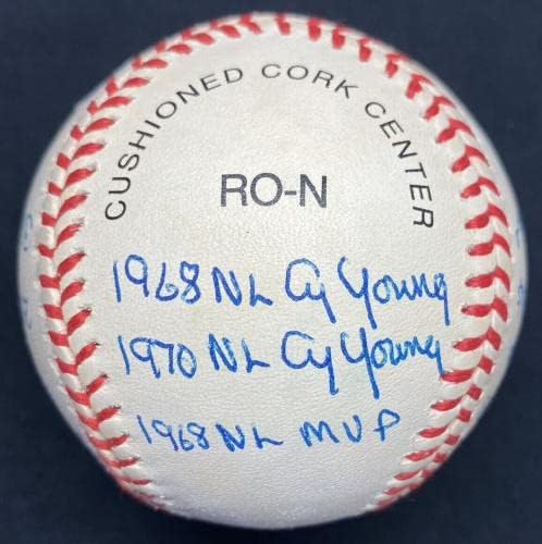 Bob Gibson HOF 81 Cy Young MVP Stat Reggie Jackson Baseball SZÖVETSÉG LOA - Dedikált Baseball