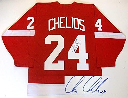 Chris Chelios Aláírt Red Wings 2002-Ben Stanley-Kupa Jersey - Dedikált NHL-Mezek
