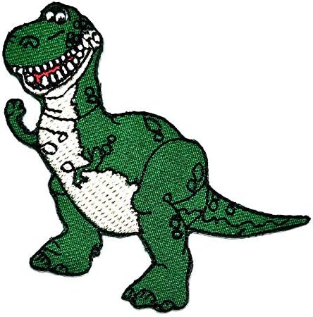 Umama Patch 3 Zöld Állat a T-Rex Dinoszaurusz Hímzés Javítás Állandó Dinoszaurusz Aranyos Matrica Rajzfilm