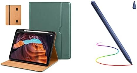 DTTO iPad 10 Generáció Esetben 10.9 Hüvelyk 2022, Prémium Bőr Üzleti Folio Stand Esetben Éjfél Zöld Toll
