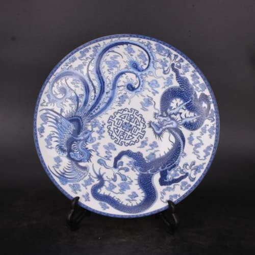 XIALON 10.2 Kínai Kék-Fehér Porcelán Qing Qianlong Dragon Phoenix Design Lemez