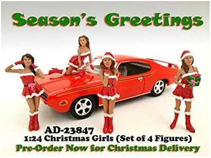 Karácsony Lányok 4 db Ábra Állítsa be az 1:24 Méretarányú Fröccsöntött Modell Autók, melyeket az Amerikai