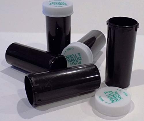 Műanyag, egyszínű Fekete, Átlátszatlan Kannabisz Receptet Üveg/Üveg 25 Pack w/Sapkák 8 Dram-Méret-Gyógyszeripari
