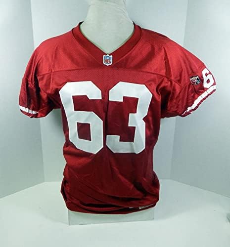 1995-ben a San Francisco 49ers Derrick Deese 63 Játék Kiadott Piros Mez 52 DP30203 - Aláíratlan NFL Játék