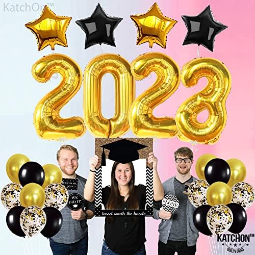 KatchOn, Nagy 2023 Lufi Ballagás Set - 40 Inch | Fekete-Arany Diploma Dekoráció 2023 | Érettségi Lufi