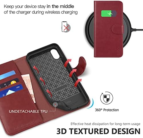TUCCH iPhone Xs Tárca az Esetben, Vezeték nélküli Töltés Flip PU Bőr Állni Könyv Esetben az RFID-Blokkoló,