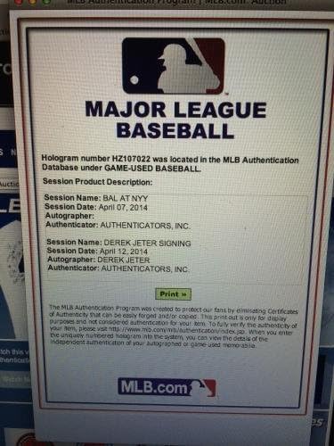 Derek Jeter Utolsó hazai Nyitó Aláírt Játék Használt Baseball-mlb Hologram-jeter Utolsó MLB Dedikált Baseball