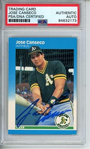 1987 Fleer Jose Canseco 389 Kártya Aláírt Oakland A PSA/DNS - Baseball Asztalon Dedikált Kártyák