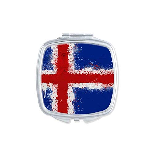 Izland Zászló Minta Tükör Hordozható Kompakt Zsebében Smink Kétoldalas Üveg