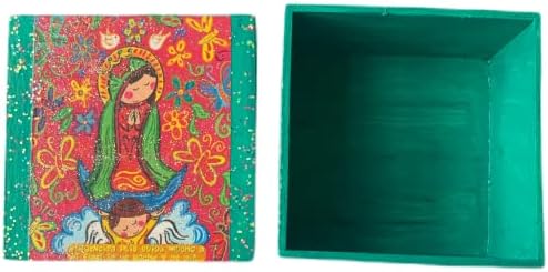 Kézműves fa ékszerdoboz Gyerek rajzfilm Virgen Maria Zöld színű doboz