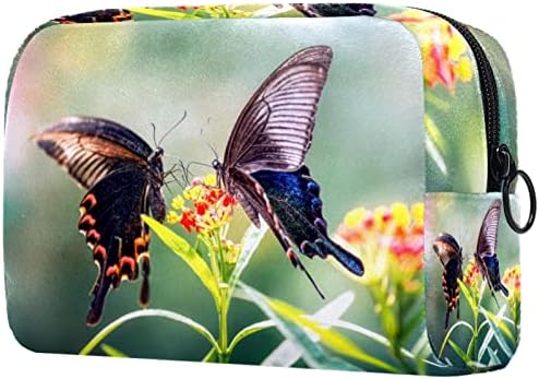 TBOUOBT Smink Táska Utazási Kozmetikai Táska Tok Táska Táska Cipzárral, Tavaszi vadvirágok Pillangó
