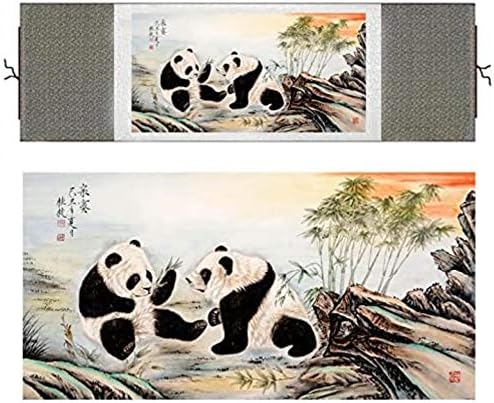 DEKIKA Ázsiai Festett Lapozzunk Festmény Falfestmény, Dekoráció,Kínai Stílus Selyem Kínai Festészet Panda