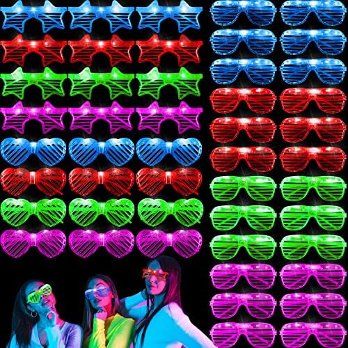 Maitys 48 Db Led Szemüveg Világít A Sötétben világít Szemüveg Neon Fél Javára Világító Szemüveg 4 Szín