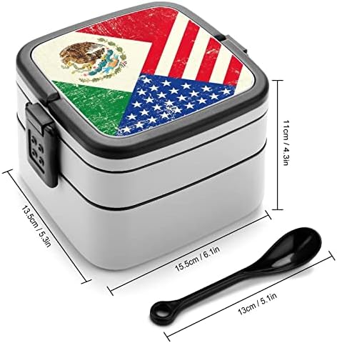 USA, Mexikói Zászló Bento Box Dupla Réteg All-in-One Rakható Ebéd Tartály Kanalat Piknik Munka, Utazás