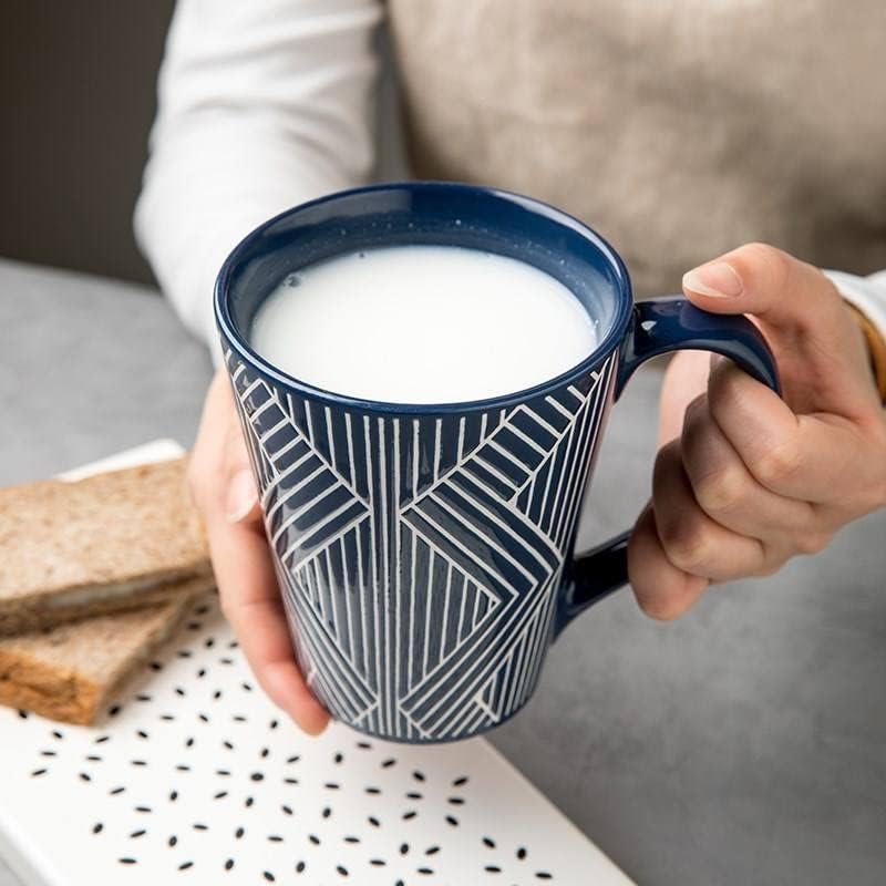 YAYWP Kreatív dombornyomott nagy csésze haza kerámia tejet, kávét design víz kupa pár bögre (Szín : E,