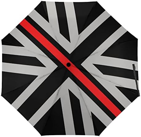 Fekete Vékony Piros Vonal KIRÁLYSÁGBAN a Brit Zászló Utazási Esernyő Tartós Szélálló Összecsukható Esernyő